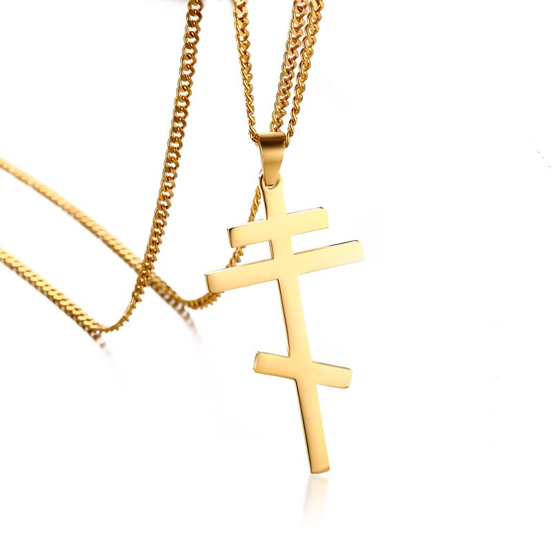 Collier Avec Croix Orthodoxe En Hématite - Pendentif 3x2cm, Cordon Réglable Inclus | Bijou Spirituel En Pierre Naturelle