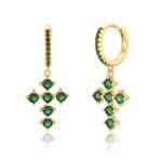 Boucles d'Oreilles Croix Verte