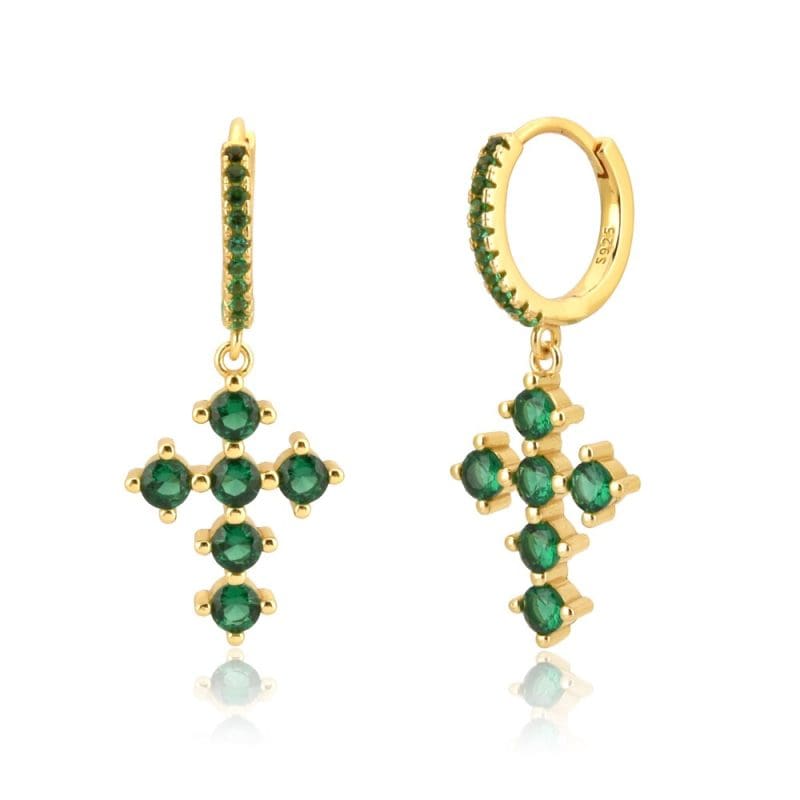 Boucles d'Oreilles Croix Verte