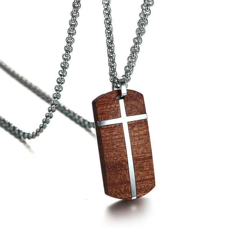 Collier Croix En Bois Réglable - Pendentif Croix Sculpté Main, Chaîne Corde Ajustable Unisexe, Style Vintage