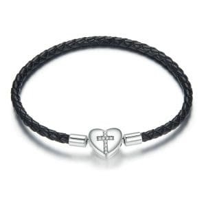 Bracelet Croix Chrétienne Cuir