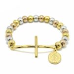 Bracelet Croix<br> Medaille Miraculeuse Tricolore